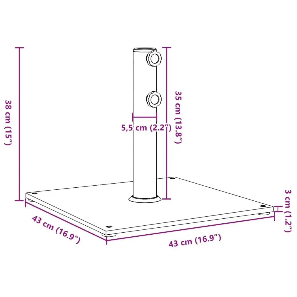 Parasol Base Umbrella Stand Grey Steel 32mm 38mm 48mm Pole Adapter