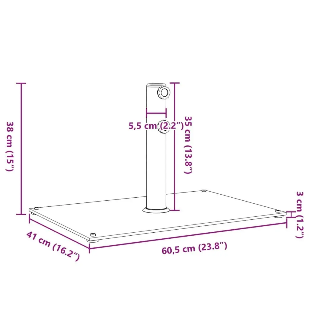 Parasol Base Rectangular Outdoor Umbrella Stand 15kg White for 32mm 38mm 48mm Poles
