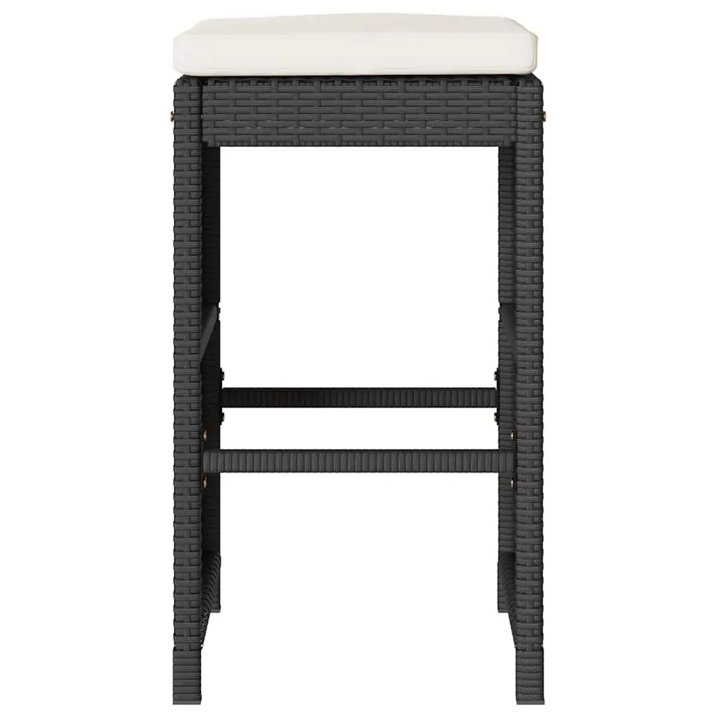 Outdoor Bar Stools Set of 6 Garden Seating Black Rattan with Cushions