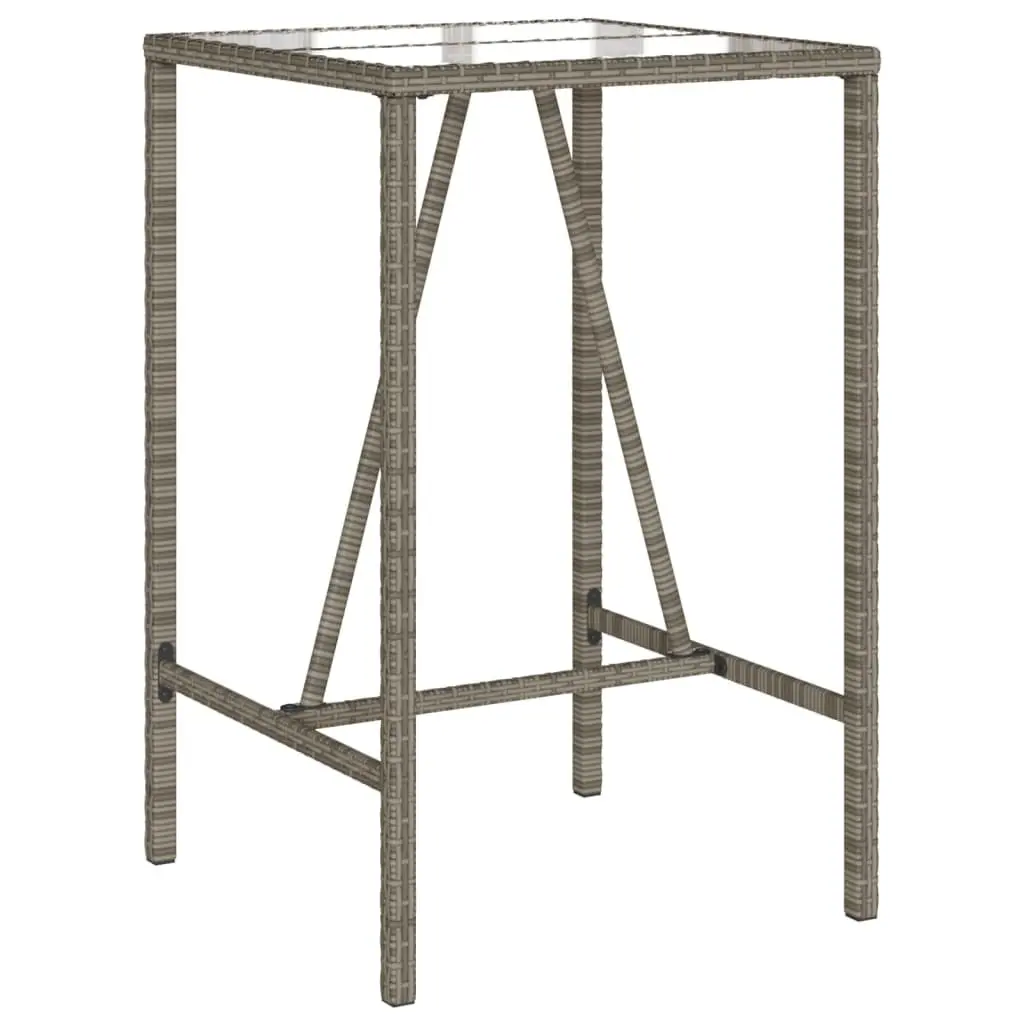 Outdoor Bar Table Grey 70x70x110 cm Poly Rattan Patio Garden Furniture