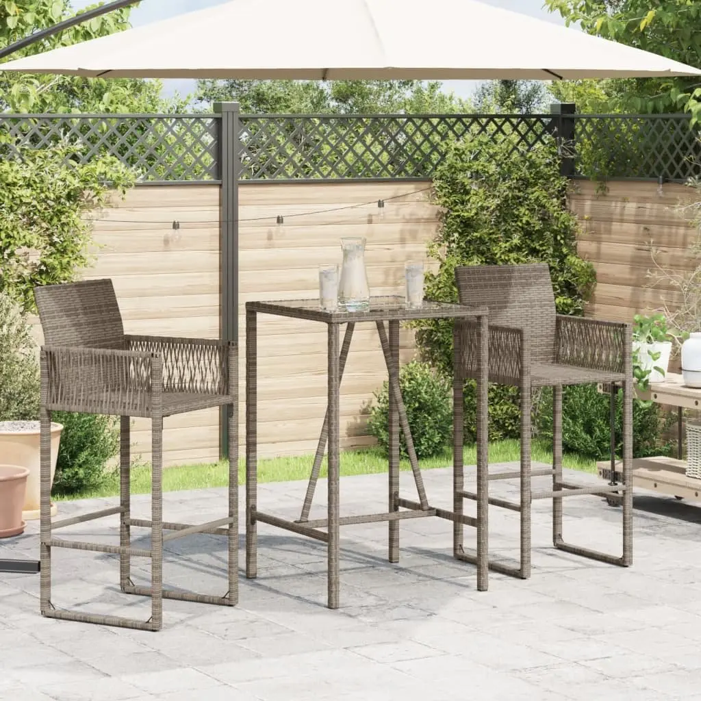 Outdoor Bar Table Grey 70x70x110 cm Poly Rattan Patio Garden Furniture