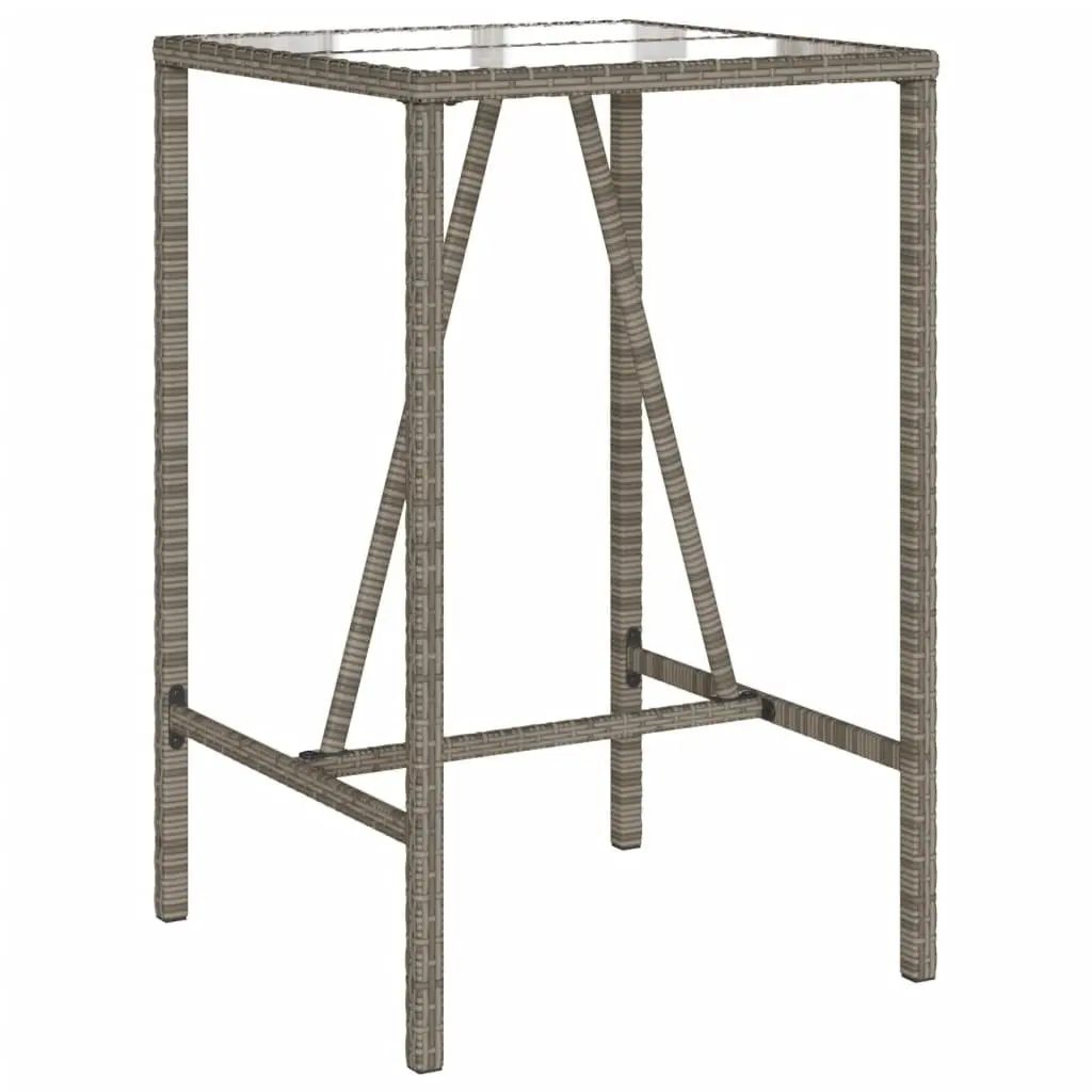 Outdoor Bar Table Grey 70x70x110 cm Poly Rattan Patio Garden Furniture