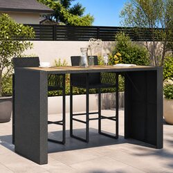 Reliable Black Garden Bar Table with Acacia Wood Top