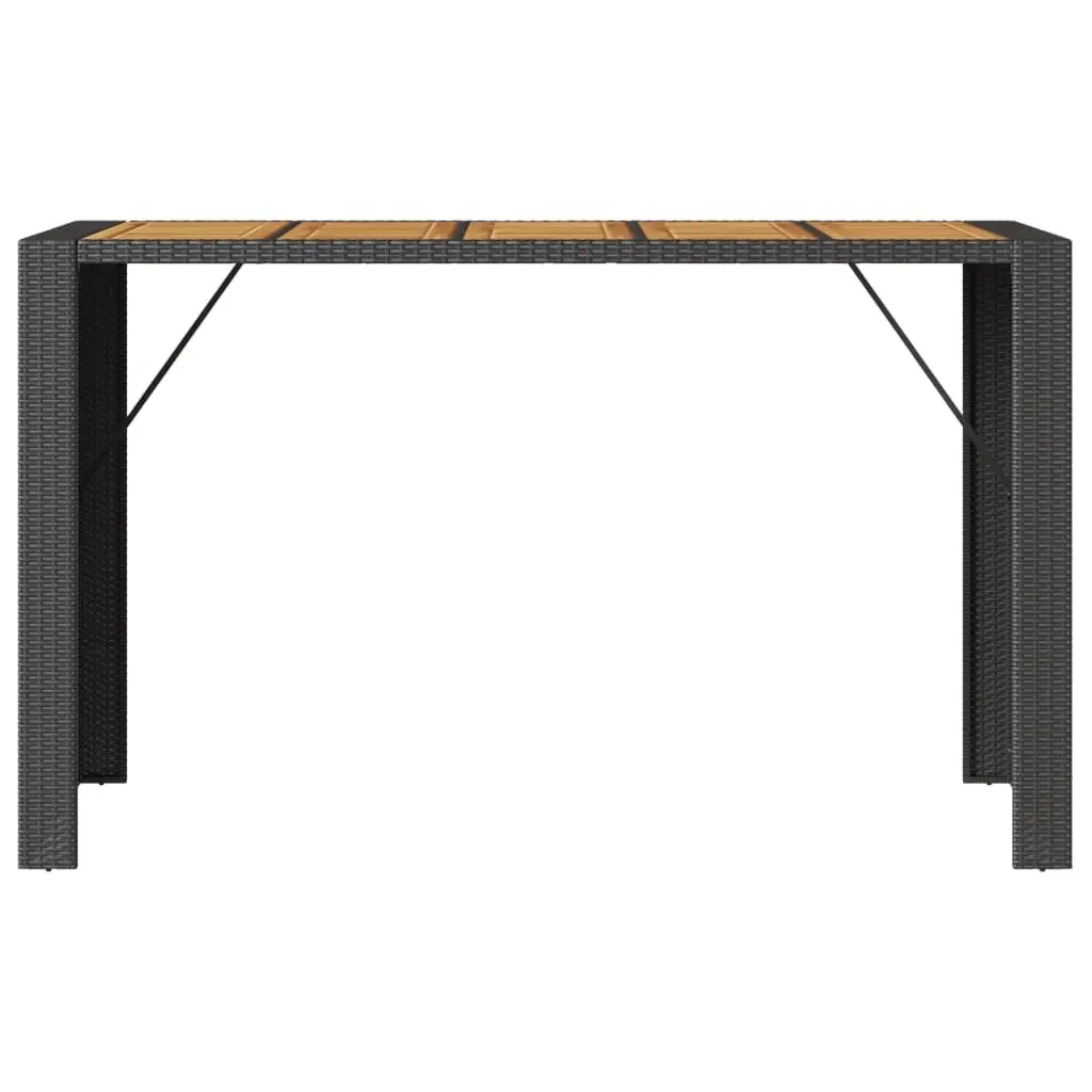 Garden Bar Table Outdoor Patio Furniture 185 x 80 x 110 cm Black Poly Rattan Acacia Wood Top