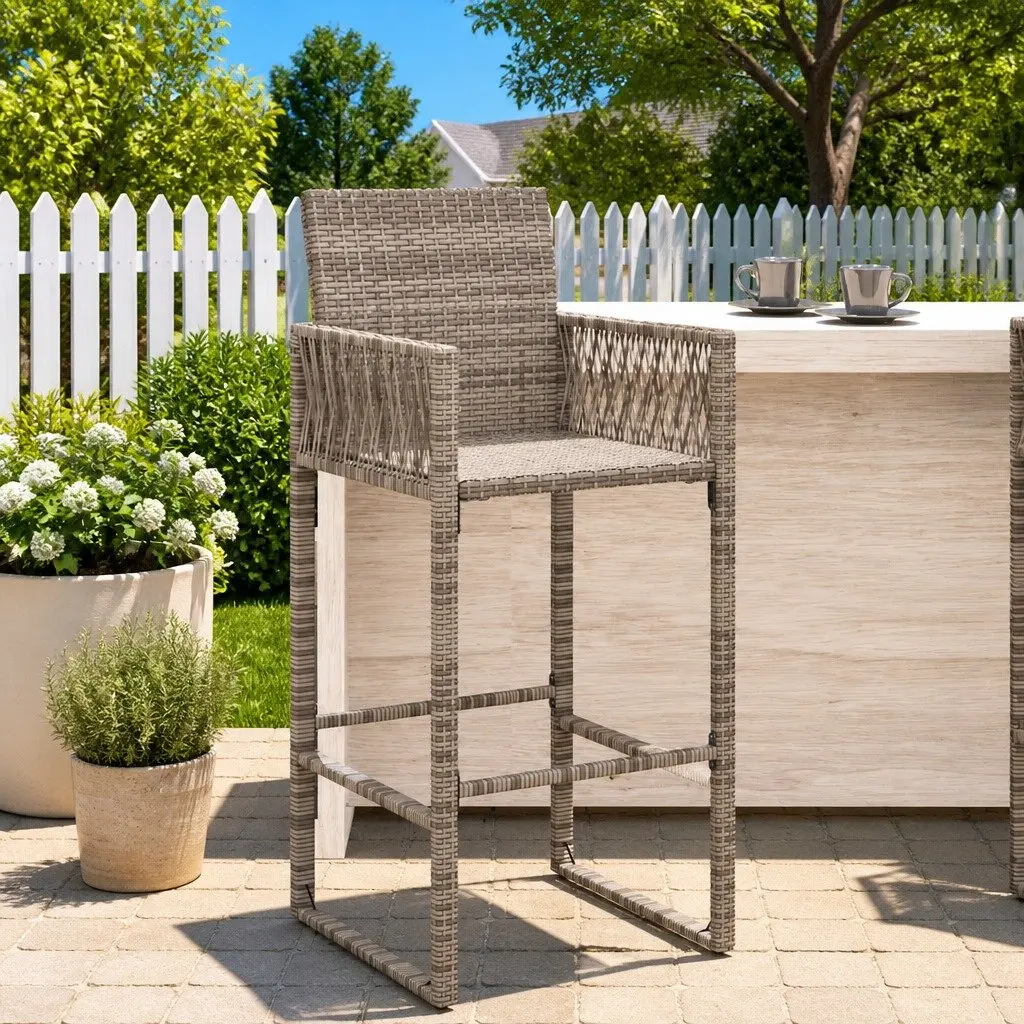 Grey Outdoor Bar Stools Set of 2