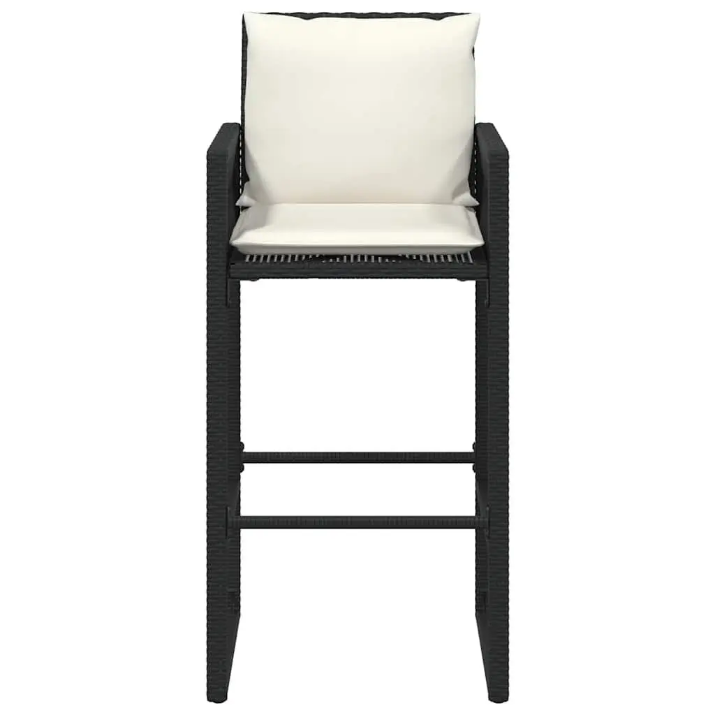Outdoor Bar Stools Set 2 pcs Garden Seating with Cushions Armrests Backrest
