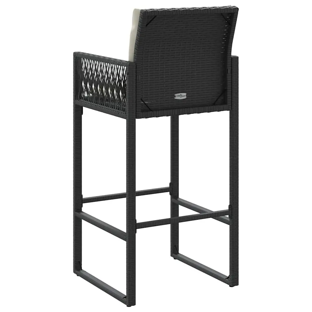 Outdoor Bar Stools Set 2 pcs Garden Seating with Cushions Armrests Backrest