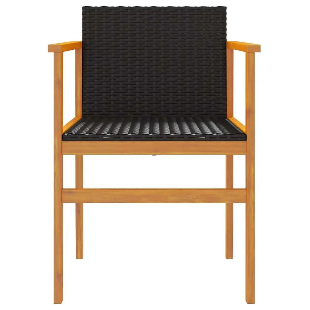 Outdoor Garden Chairs Set of 2 Black Poly Rattan Comfortable Seating Backrest