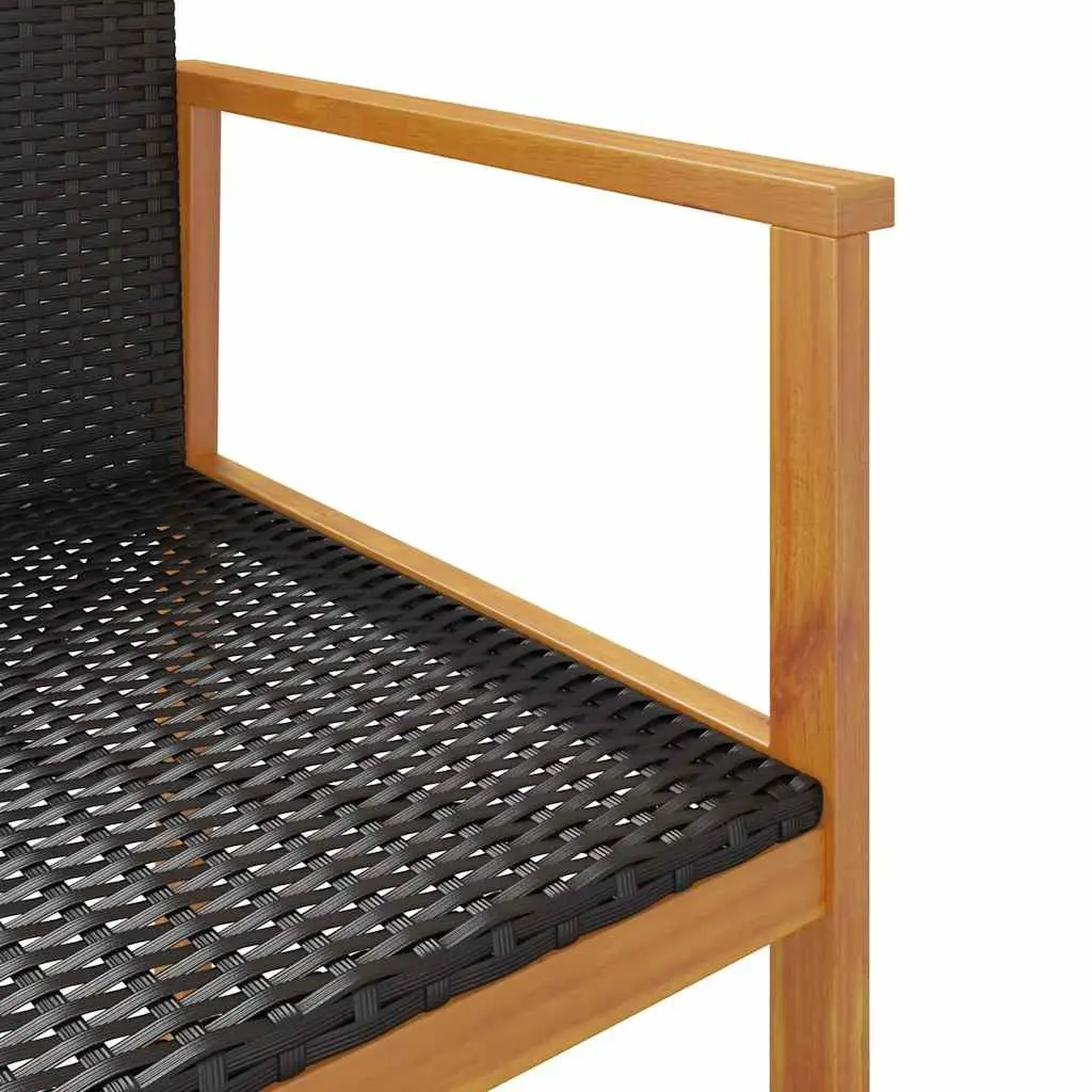 Outdoor Garden Chairs Set of 2 Black Poly Rattan Comfortable Seating Backrest