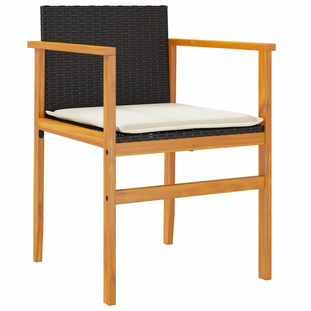 Outdoor Garden Chairs Cushioned Seating 2 Piece Black Poly Rattan
