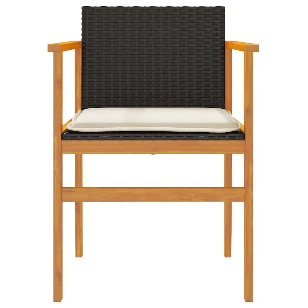 Outdoor Garden Chairs Cushioned Seating 2 Piece Black Poly Rattan