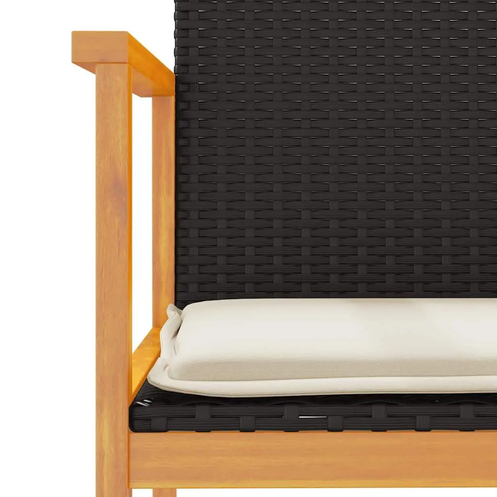 Outdoor Garden Chairs Cushioned Seating 2 Piece Black Poly Rattan