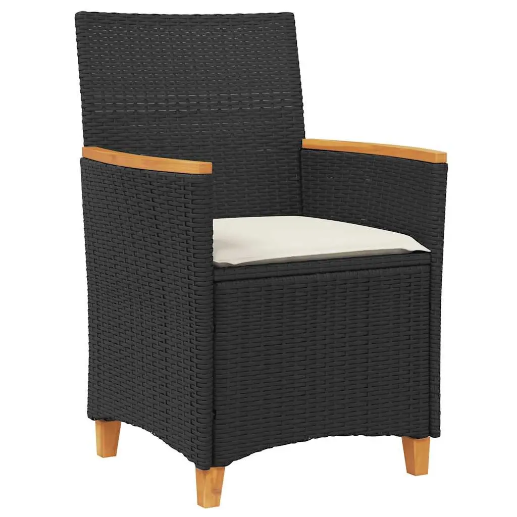 Outdoor Garden Chairs Set of 2 Cushioned Black Rattan Style