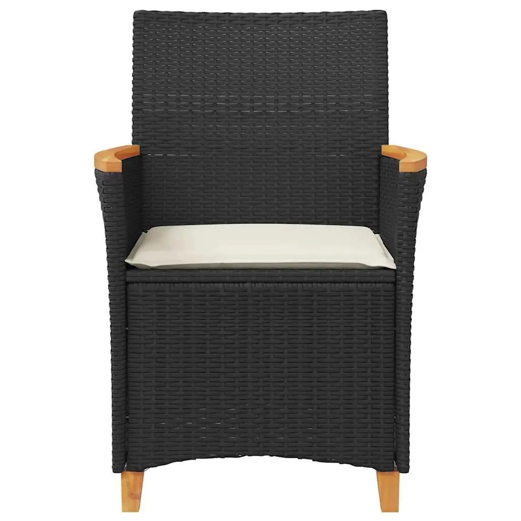 Outdoor Garden Chairs Set of 2 Cushioned Black Rattan Style