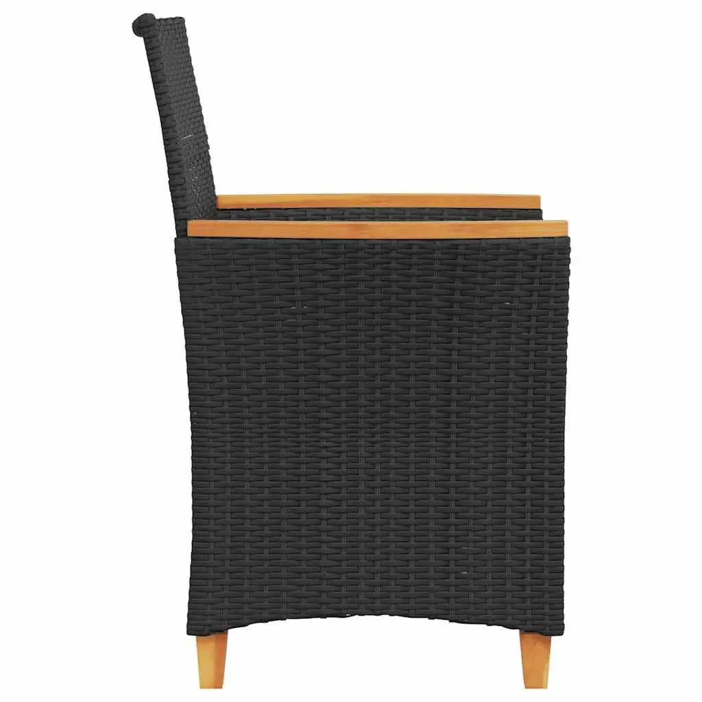 Outdoor Garden Chairs Set of 2 Cushioned Black Rattan Style