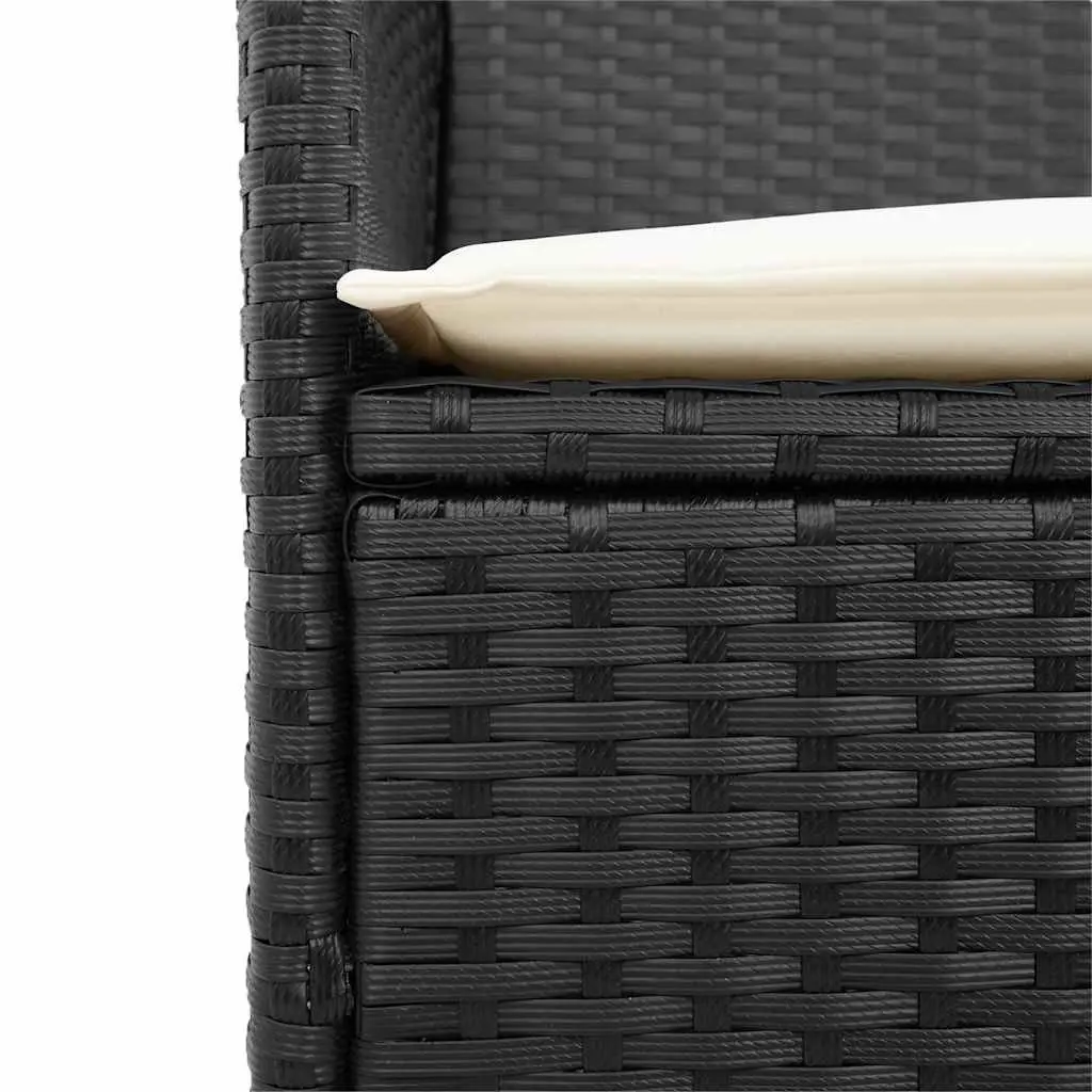 Outdoor Garden Chairs Set of 2 Cushioned Black Rattan Style
