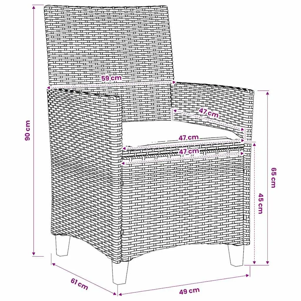 Outdoor Garden Chairs Set of 2 Cushioned Black Rattan Style