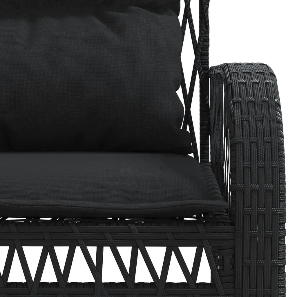 4 Piece Outdoor Garden Sofa Set Black Poly Rattan Lounge Patio Furniture