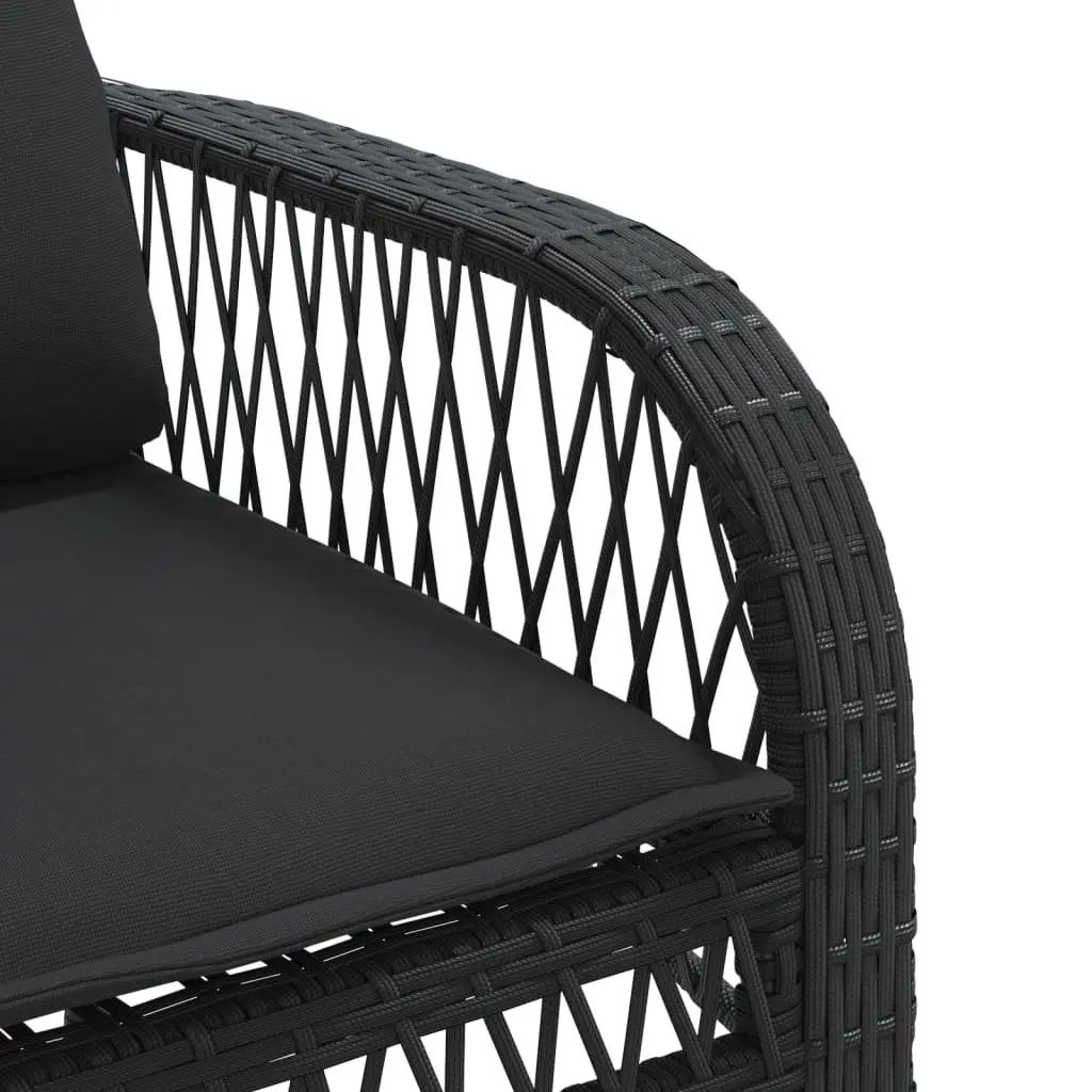 4 Piece Outdoor Garden Sofa Set Black Poly Rattan Lounge Patio Furniture