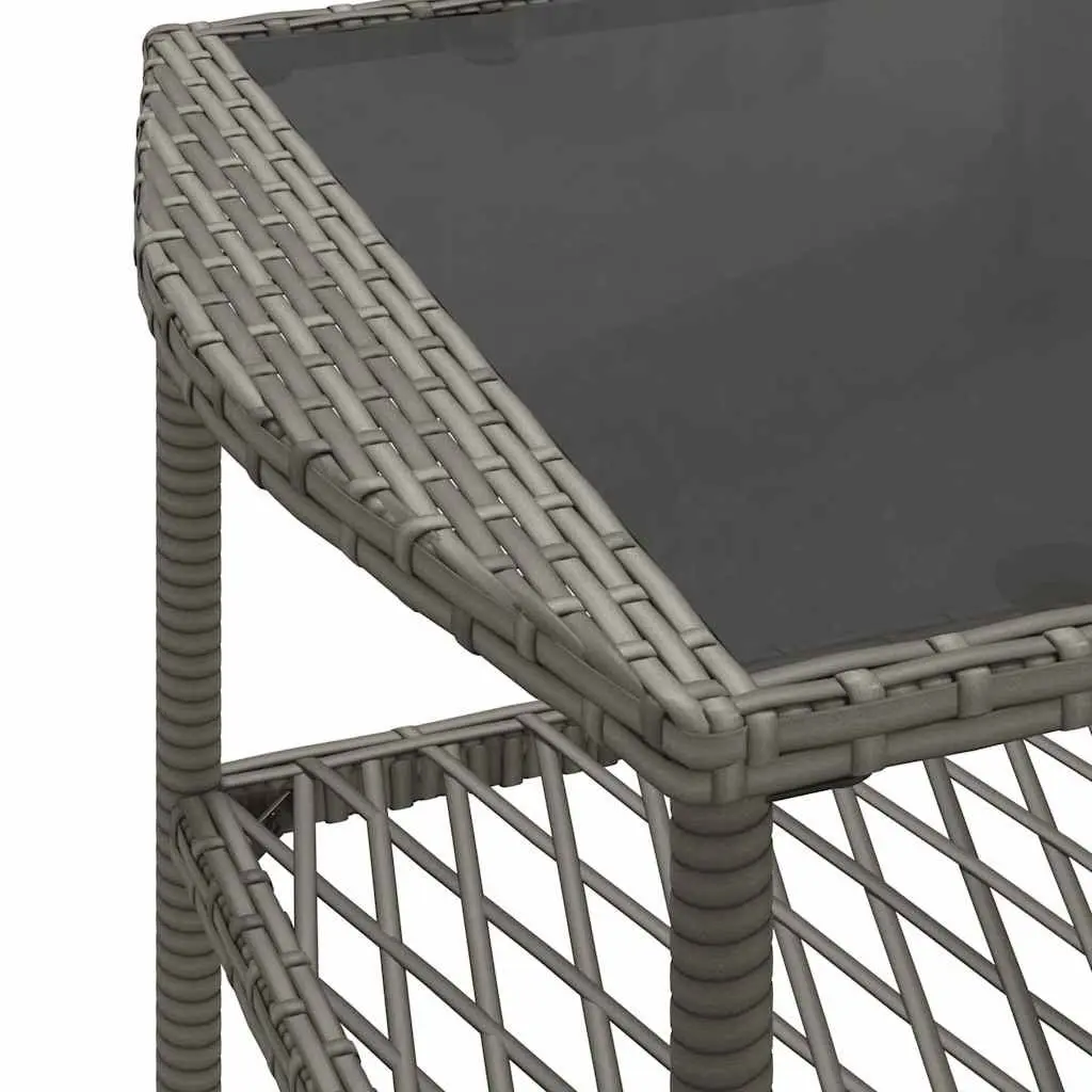 4 Piece Garden Sofa Set Grey Poly Rattan Outdoor Furniture with Cushions Glass