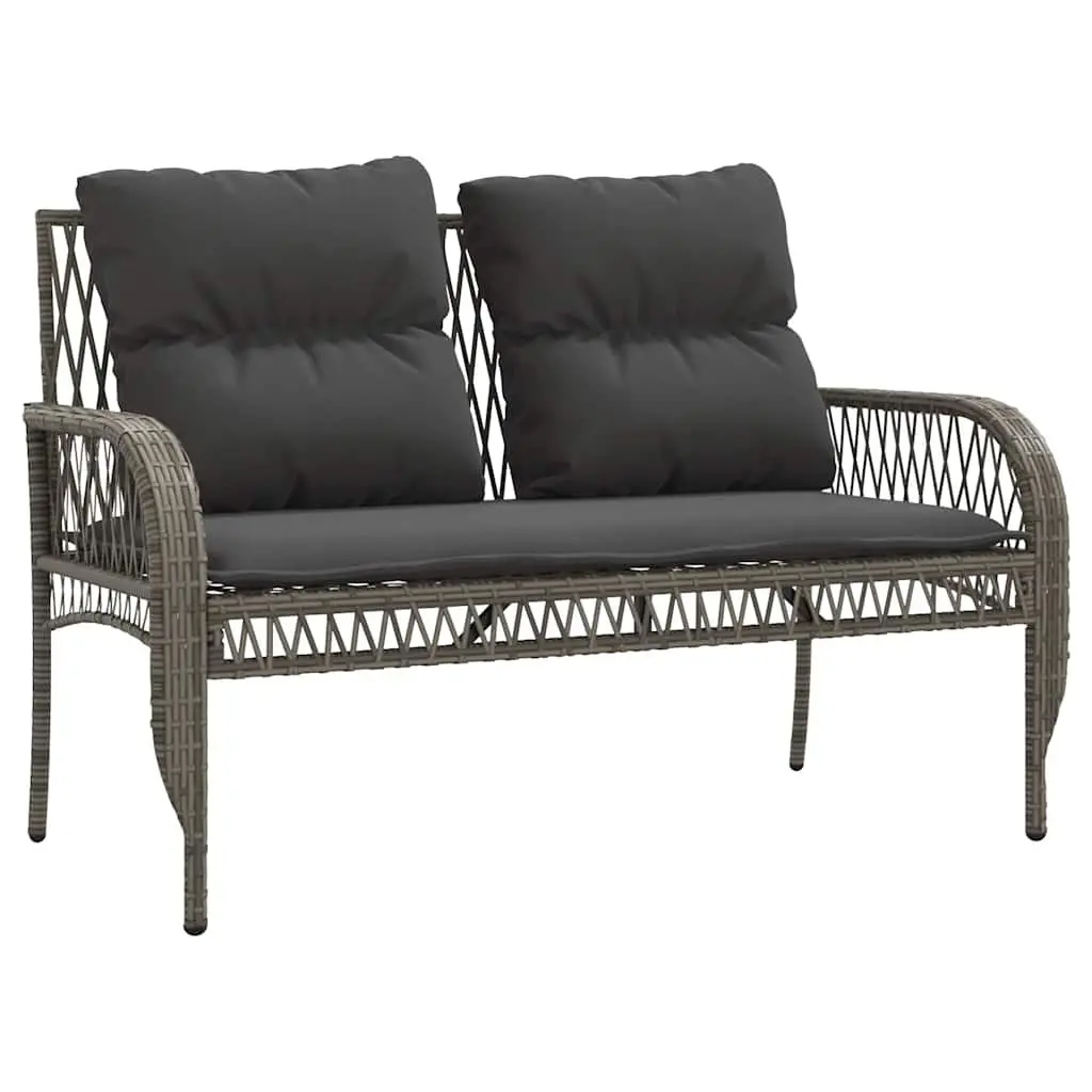 4 Piece Garden Sofa Set Grey Poly Rattan Outdoor Furniture with Cushions Glass