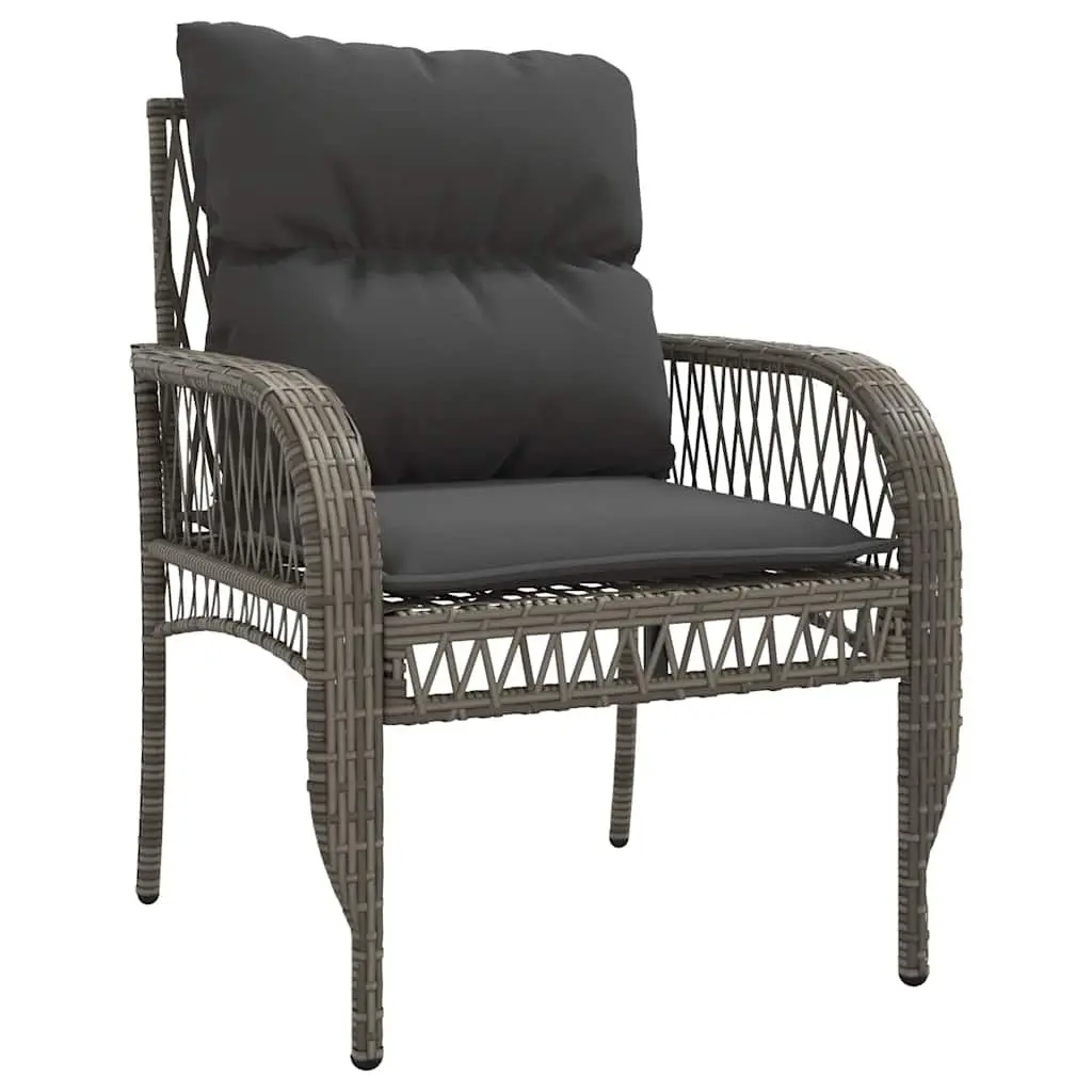 4 Piece Garden Sofa Set Grey Poly Rattan Outdoor Furniture with Cushions Glass