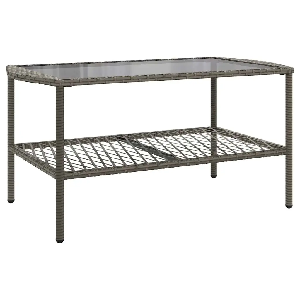 4 Piece Garden Sofa Set Grey Poly Rattan Outdoor Furniture with Cushions Glass