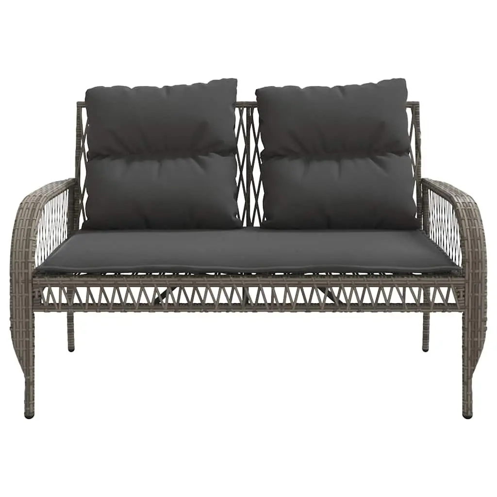 4 Piece Garden Sofa Set Grey Poly Rattan Outdoor Furniture with Cushions Glass