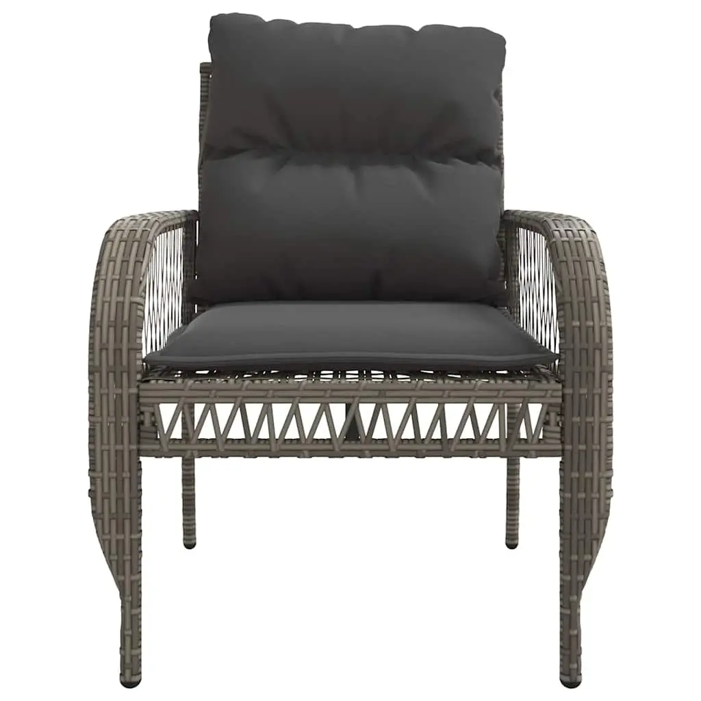 4 Piece Garden Sofa Set Grey Poly Rattan Outdoor Furniture with Cushions Glass
