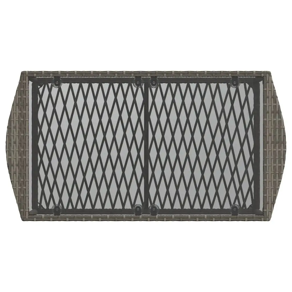 4 Piece Garden Sofa Set Grey Poly Rattan Outdoor Furniture with Cushions Glass