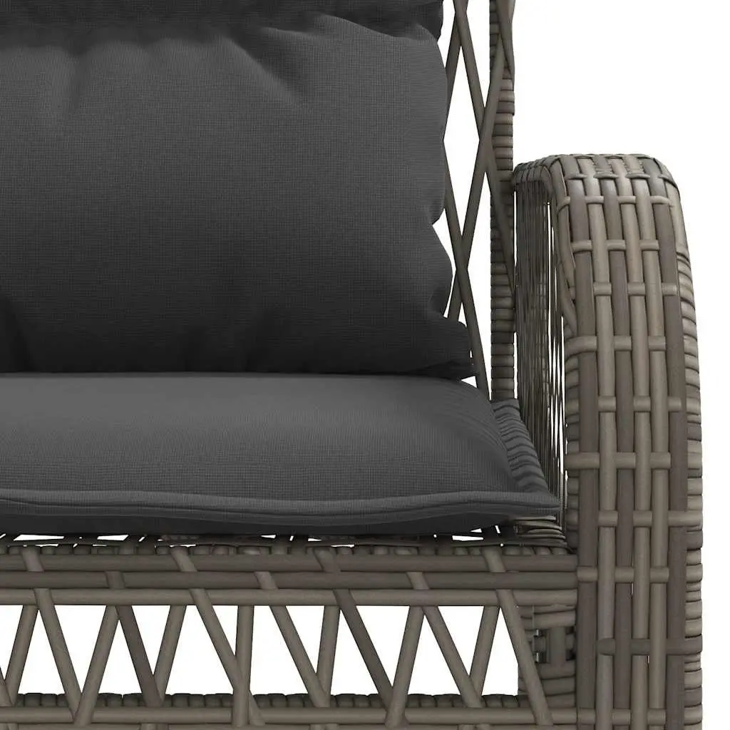4 Piece Garden Sofa Set Grey Poly Rattan Outdoor Furniture with Cushions Glass