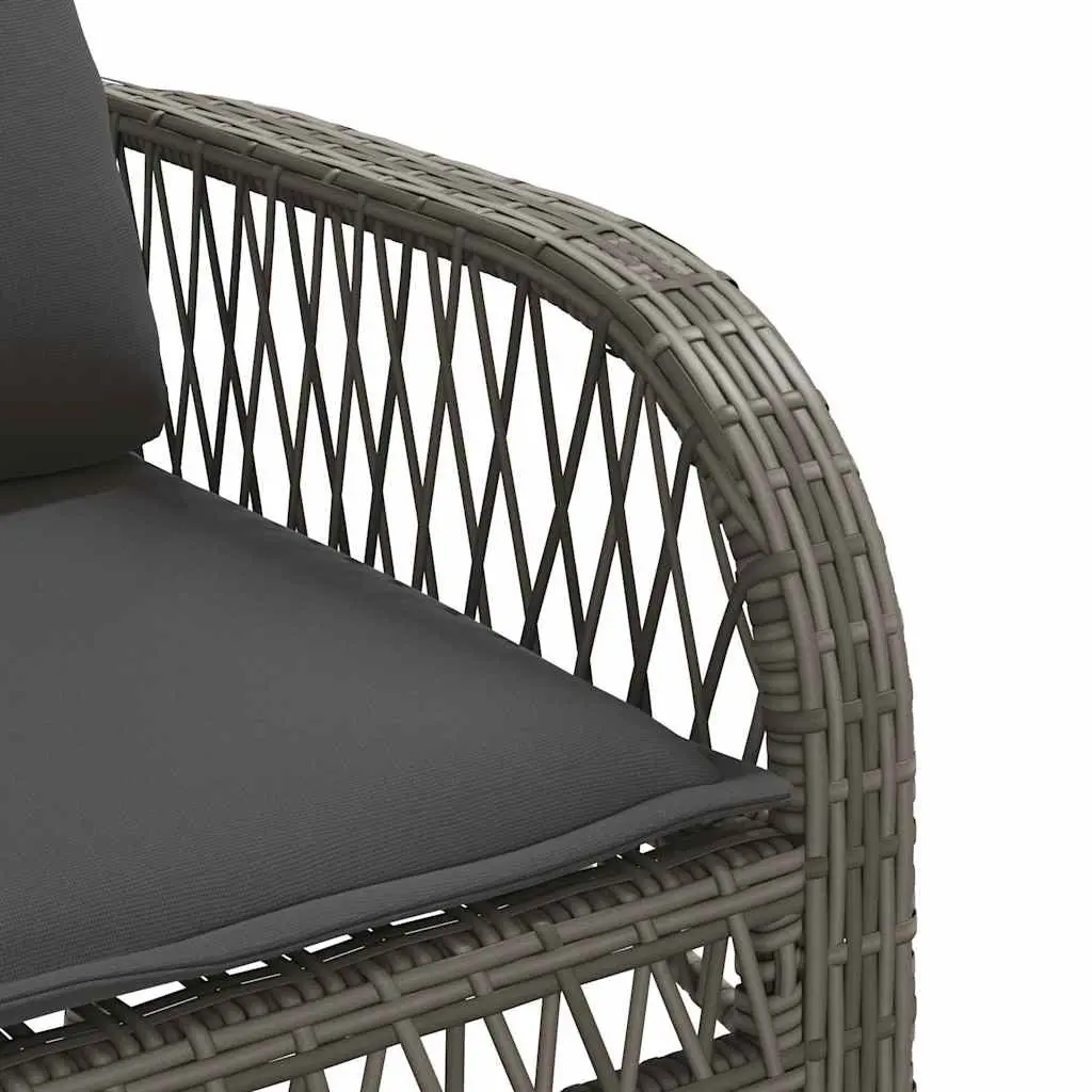 4 Piece Garden Sofa Set Grey Poly Rattan Outdoor Furniture with Cushions Glass