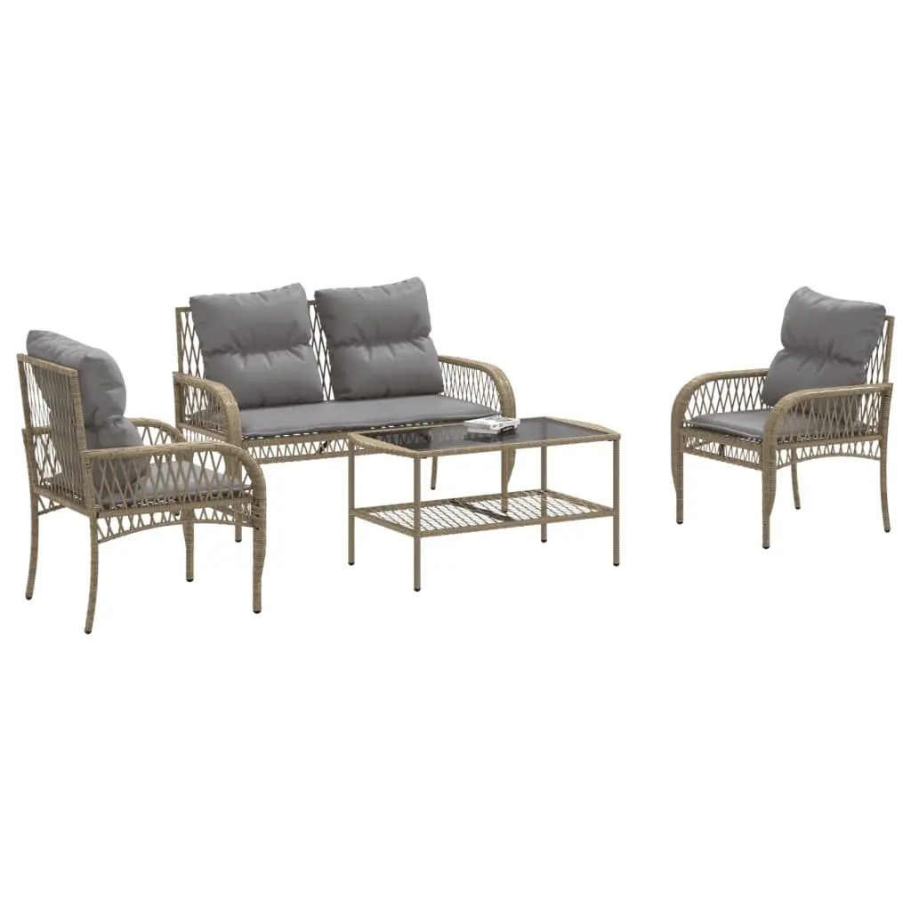 Garden Sofa Set 4 Piece Outdoor Furniture Patio Seating Beige