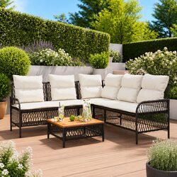 2 Piece Garden Sofa Set with Cushions Black Outdoor Patio Furniture