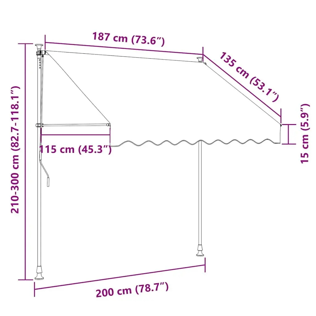 Retractable Awning Shade 200x115 cm Cream Steel Frame