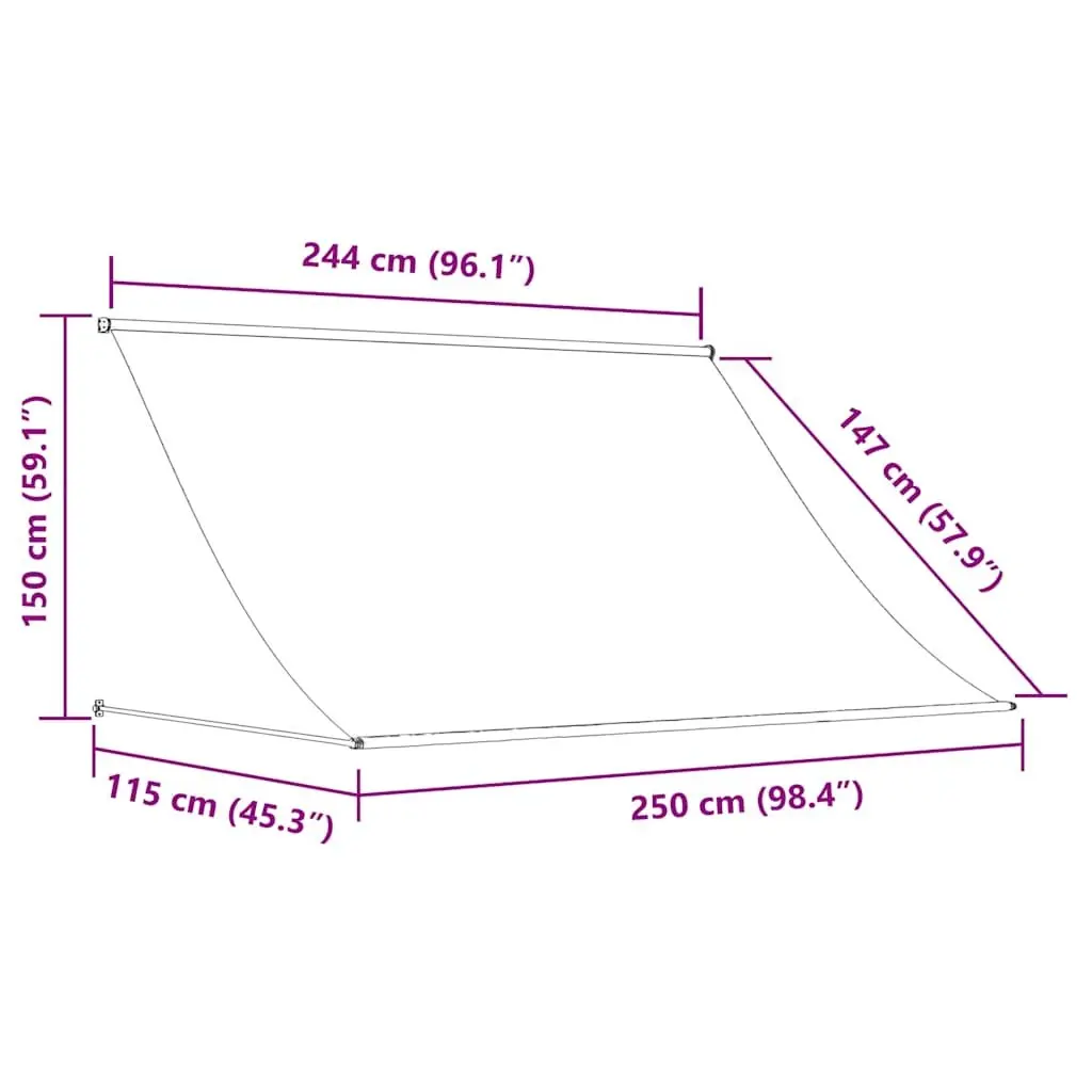 Retractable Awning Shade 250x150cm Anthracite Wall Mount for Patio Balcony Outdoor Space
