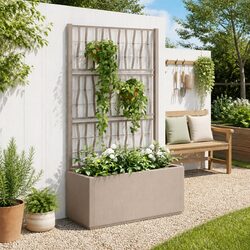 Garden Planter with Trellis Brown Outdoor Climbing Plant Support Flower Pot