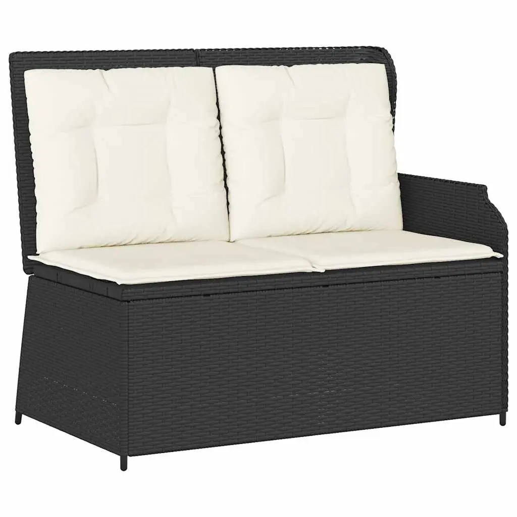 Adjustable Reclining Garden Bench Black Padded Cushions Outdoor Comfort