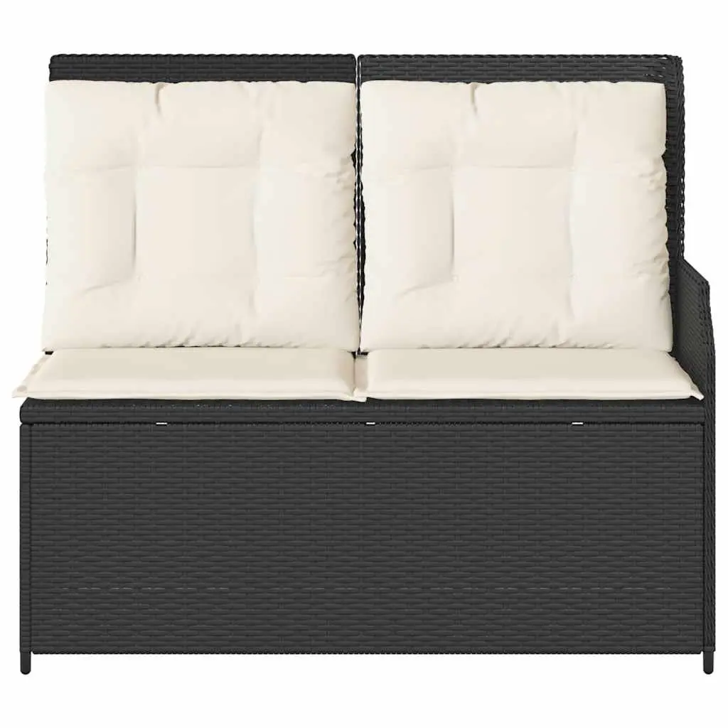 Adjustable Reclining Garden Bench Black Padded Cushions Outdoor Comfort
