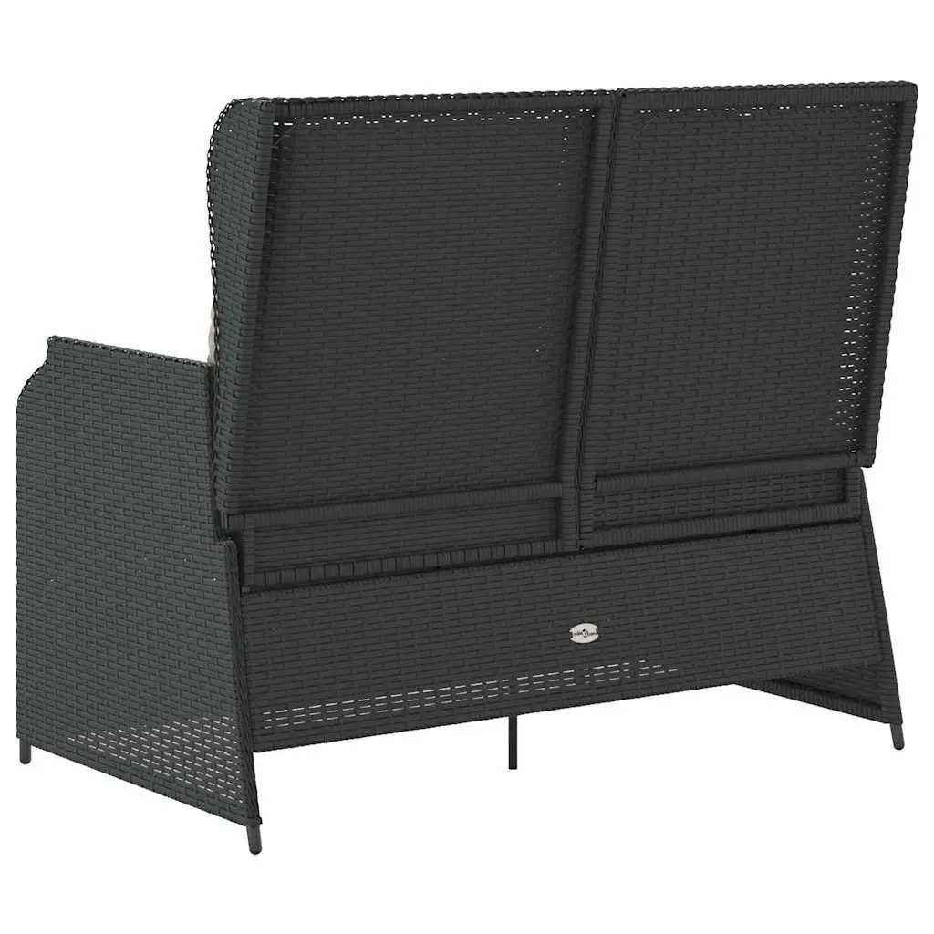 Adjustable Reclining Garden Bench Black Padded Cushions Outdoor Comfort