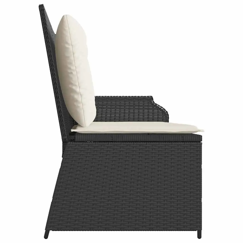 Adjustable Reclining Garden Bench Black Padded Cushions Outdoor Comfort