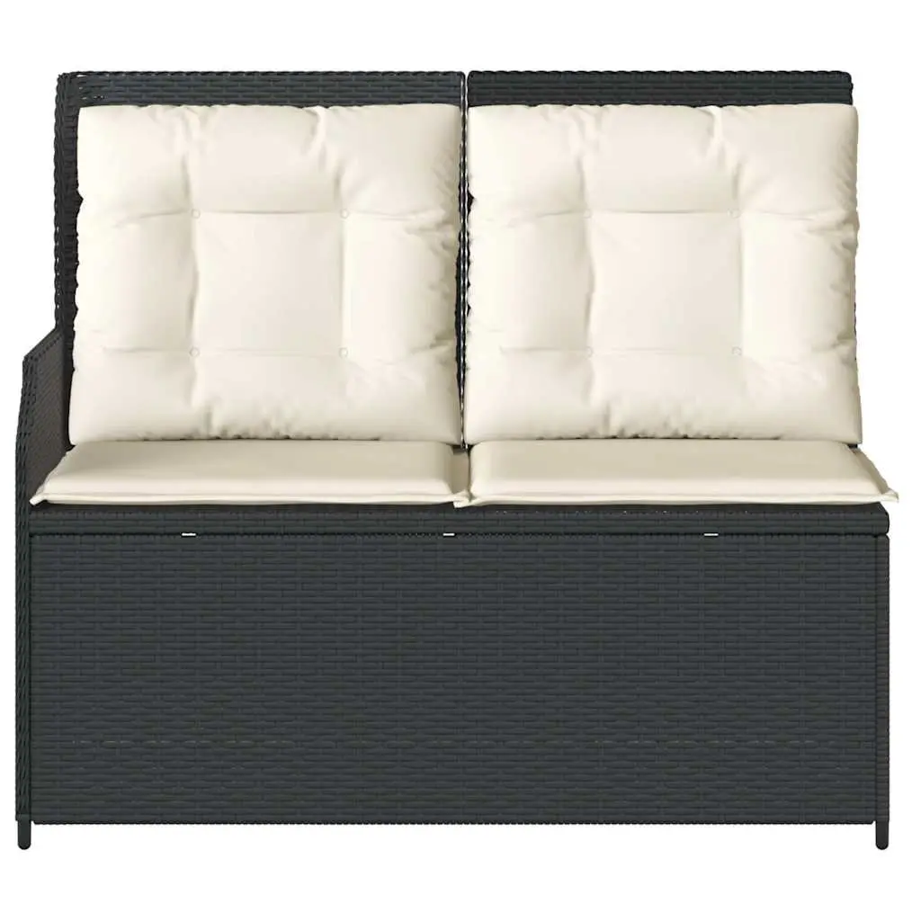 Reclining Garden Bench Outdoor Seating Adjustable Backrest Cushions Black