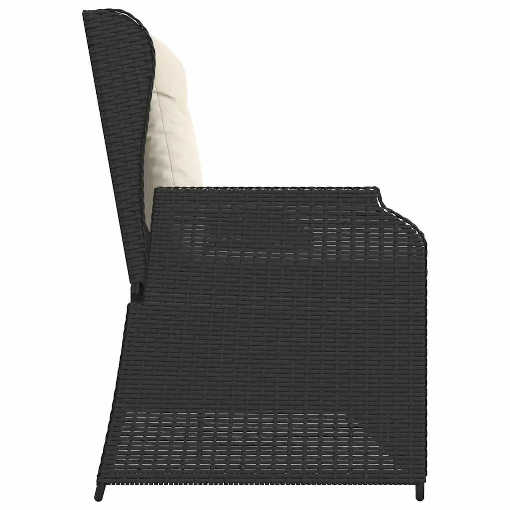 Reclining Garden Bench Outdoor Seating Adjustable Backrest Cushions Black