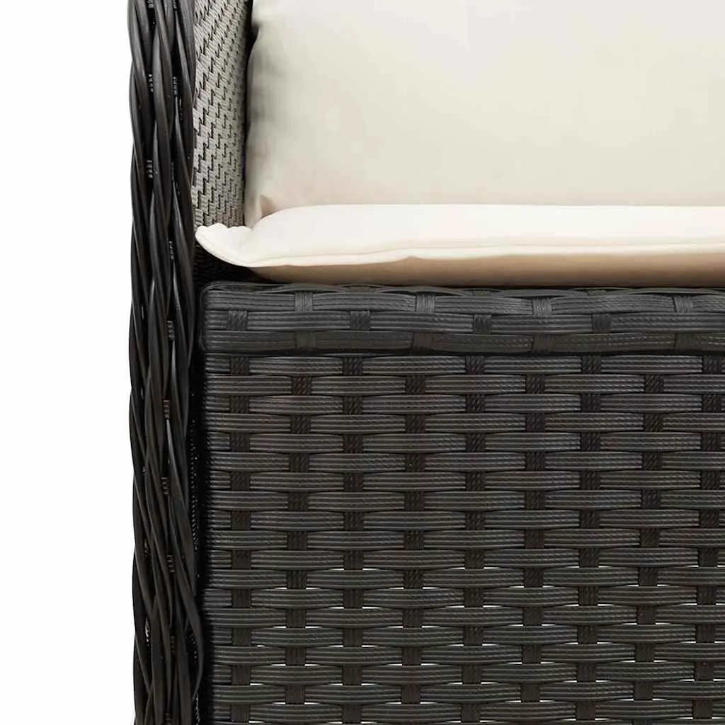 Reclining Garden Bench Outdoor Seating Adjustable Backrest Cushions Black