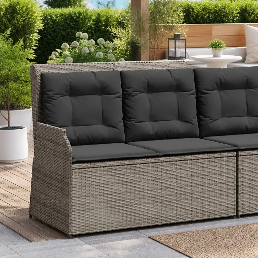 Reclining Garden Bench Outdoor Seating Adjustable Backrest Grey
