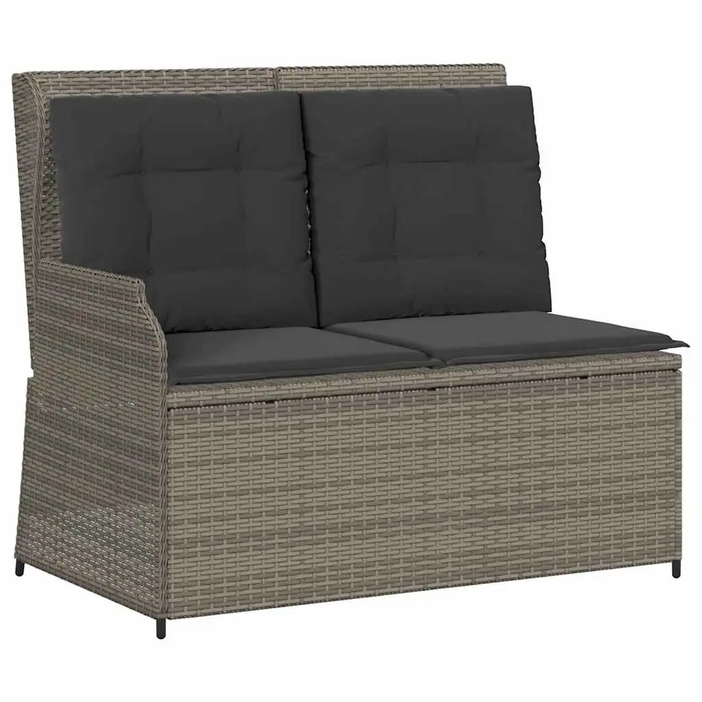 Reclining Garden Bench Outdoor Seating Adjustable Backrest Grey