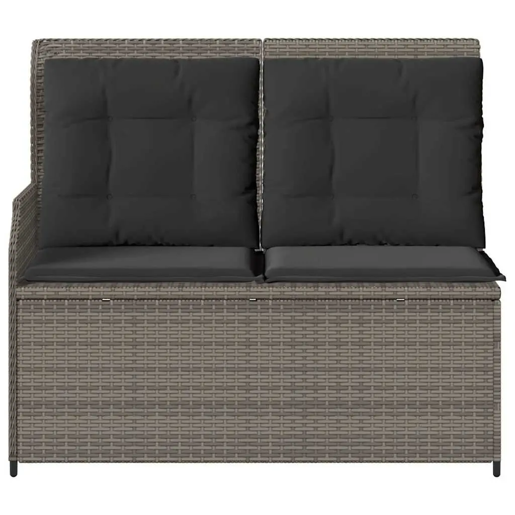 Reclining Garden Bench Outdoor Seating Adjustable Backrest Grey