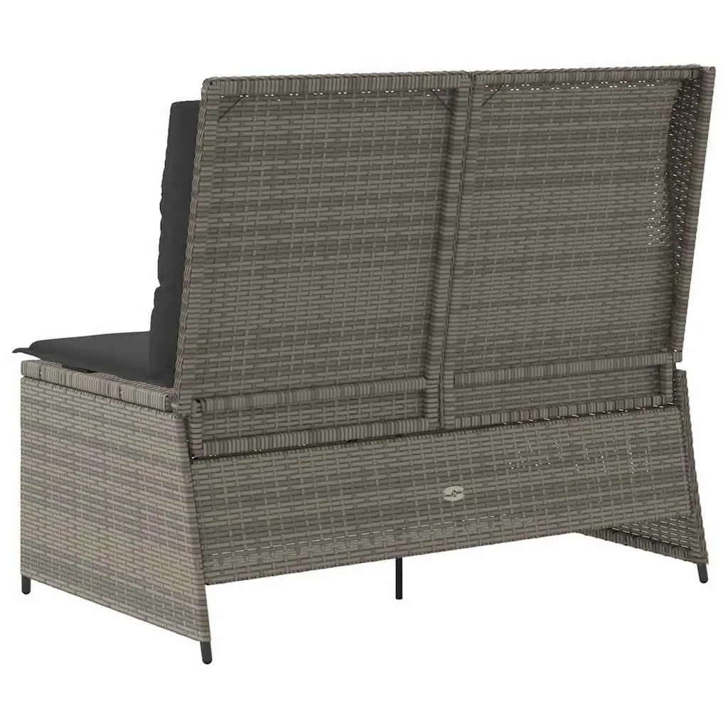 Reclining Garden Bench Outdoor Seating Adjustable Backrest Grey