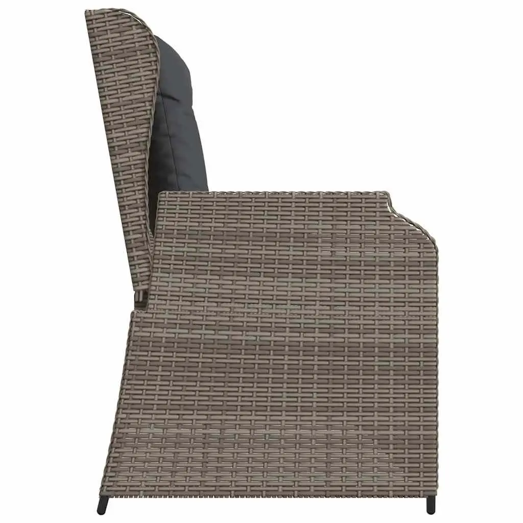 Reclining Garden Bench Outdoor Seating Adjustable Backrest Grey