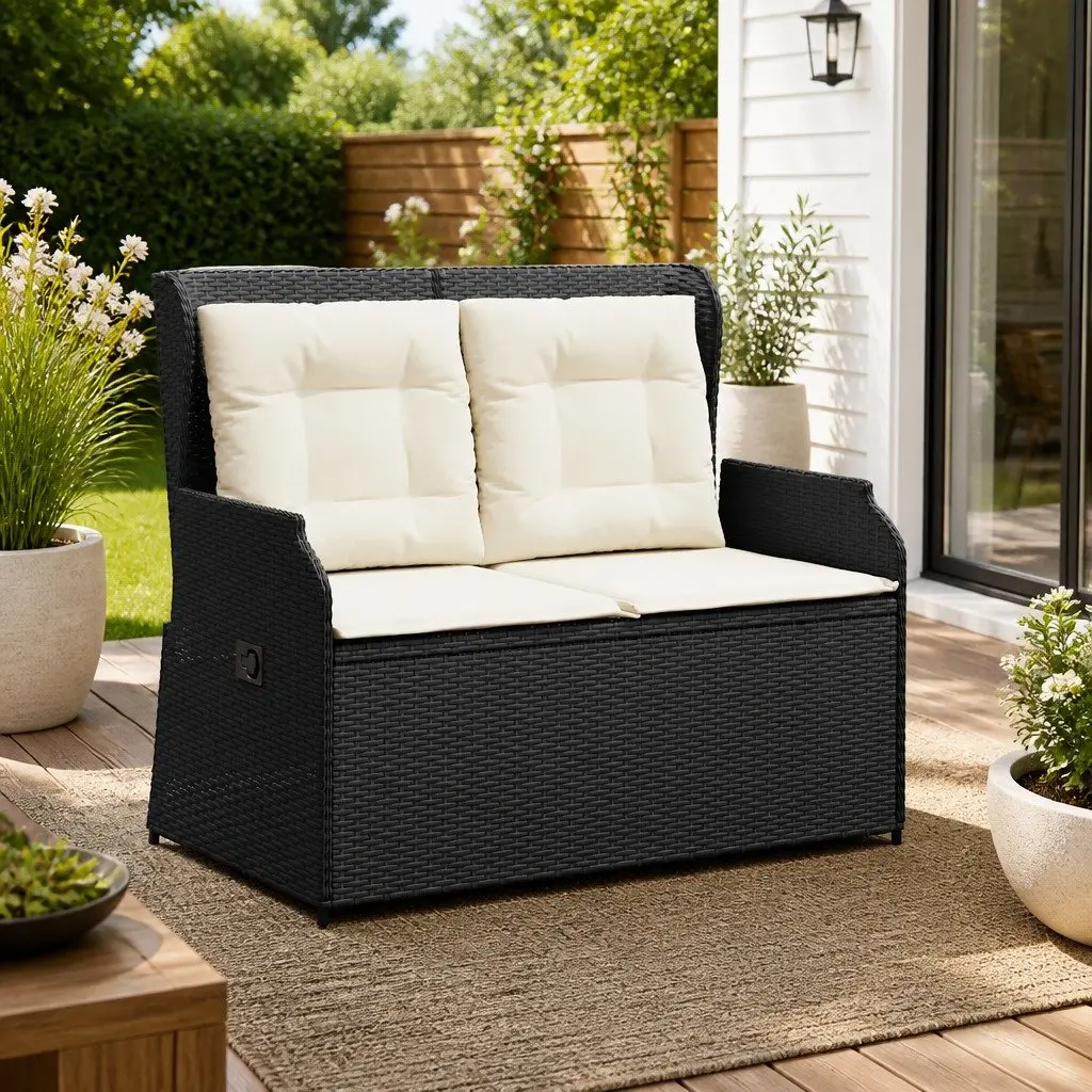 Black Reclining Garden Bench